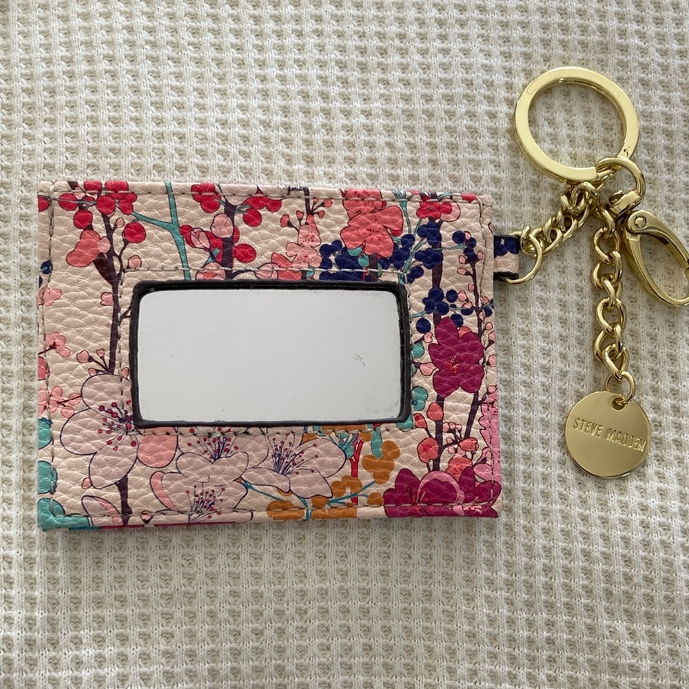 Steve Madden Floral Card Holder Keychain